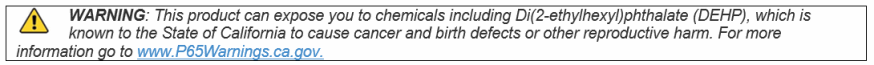 P65 Warning Information